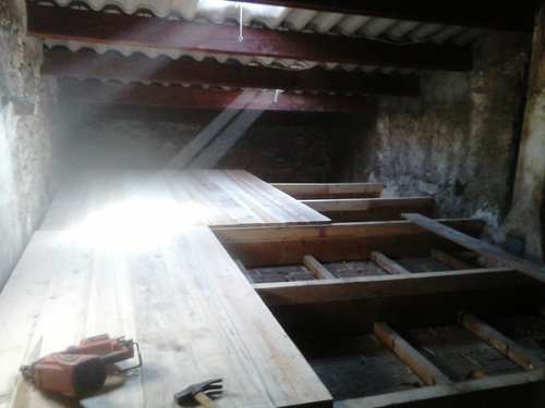 Pose des bastaings pour rehausser